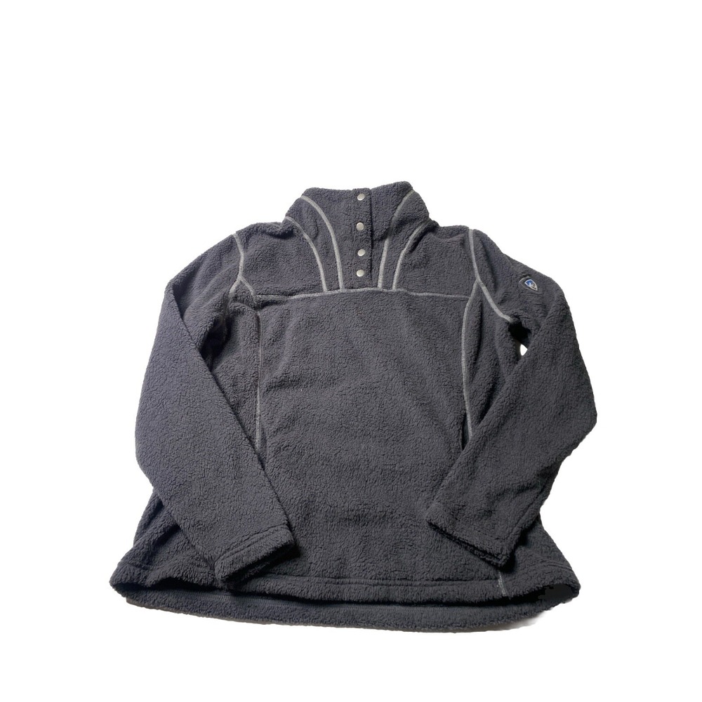 Kuhl Women's XL 1/4 Henley Plush Fleece Gray Gorpcore Camping Hiking Granola
